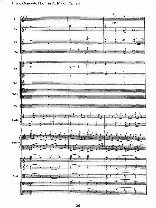 Bb大调第一钢琴协奏曲,Op.23第一乐章第二部-二-钢琴谱
