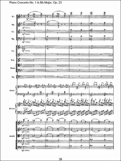 Bb大调第一钢琴协奏曲,Op.23第一乐章第二部-二-钢琴谱