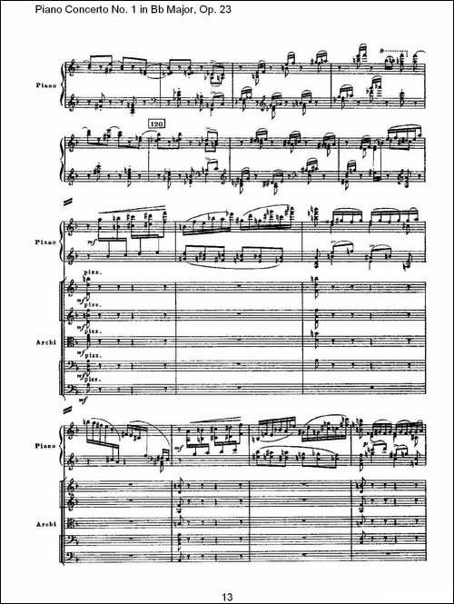 Bb大调第一钢琴协奏曲,Op.23第二乐章-钢琴谱