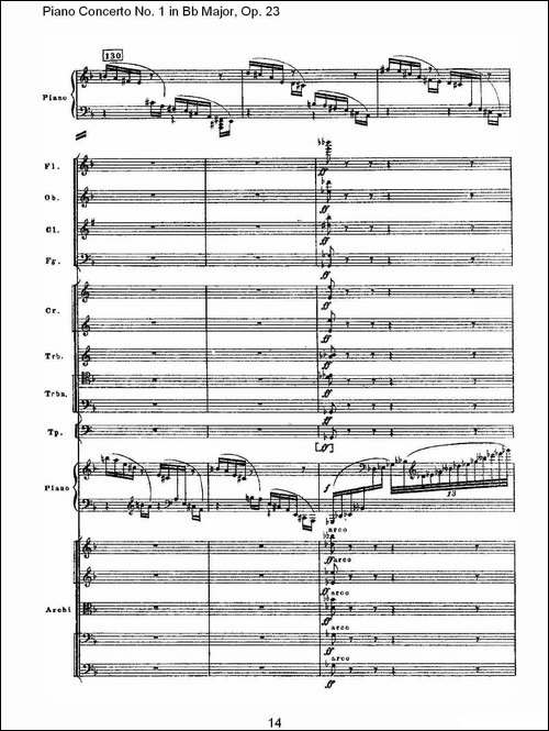 Bb大调第一钢琴协奏曲,Op.23第二乐章-钢琴谱