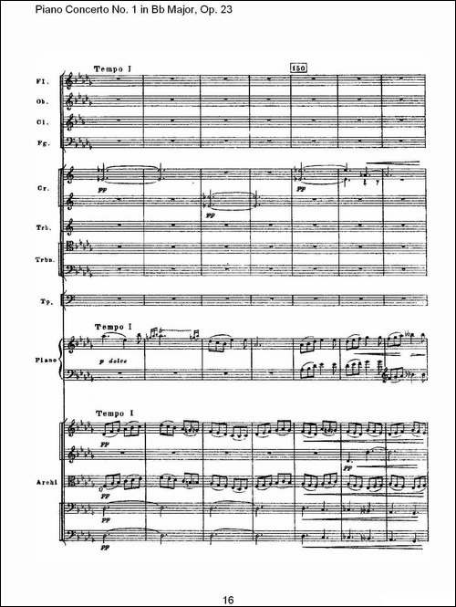 Bb大调第一钢琴协奏曲,Op.23第二乐章-钢琴谱