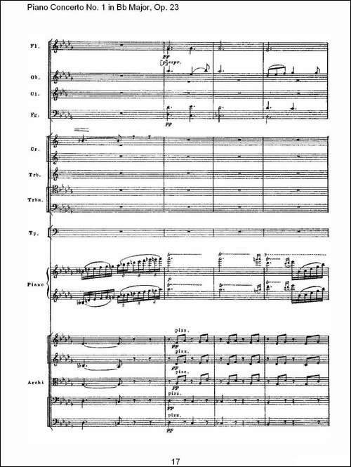 Bb大调第一钢琴协奏曲,Op.23第二乐章-钢琴谱