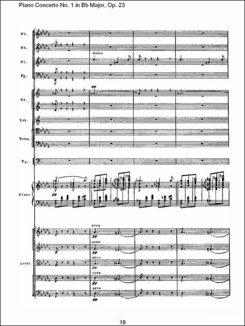 Bb大调第一钢琴协奏曲,Op.23第二乐章-钢琴谱