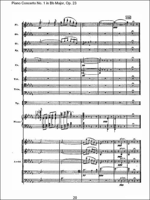 Bb大调第一钢琴协奏曲,Op.23第二乐章-钢琴谱