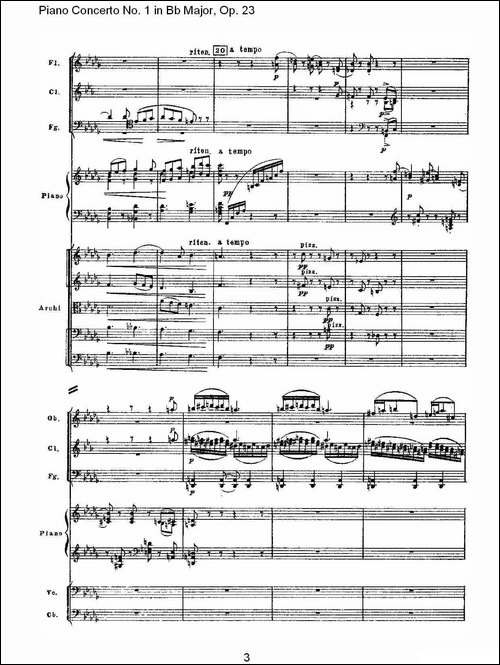 Bb大调第一钢琴协奏曲,Op.23第二乐章-钢琴谱