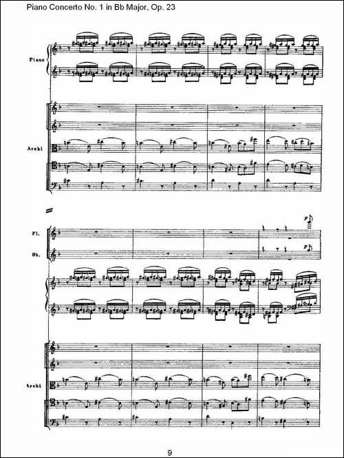 Bb大调第一钢琴协奏曲,Op.23第二乐章-钢琴谱