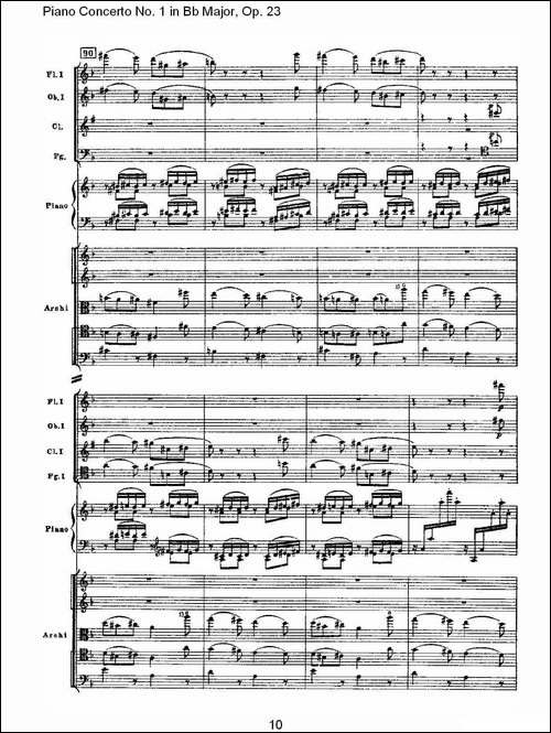 Bb大调第一钢琴协奏曲,Op.23第二乐章-钢琴谱