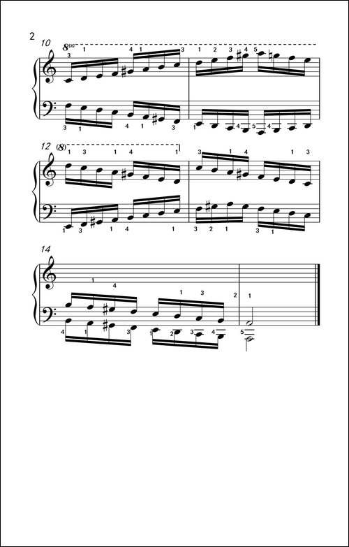 A小调音阶-反向四个八度-儿童钢琴练习曲-钢琴谱