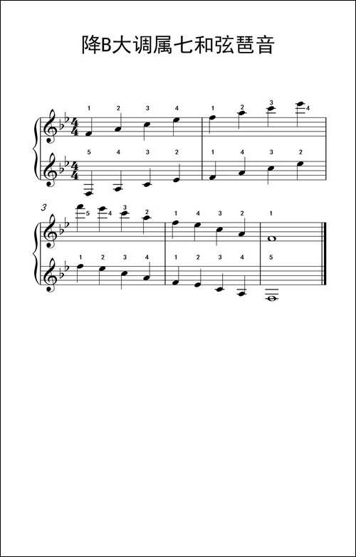 降B大调属七和弦琶音-儿童钢琴练习曲-钢琴谱
