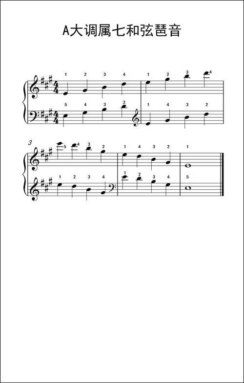 A大调属七和弦琶音-儿童钢琴练习曲-钢琴谱