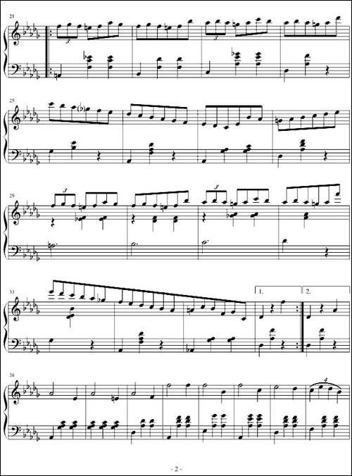 降D大调华丽圆舞曲-小狗圆舞曲-钢琴谱