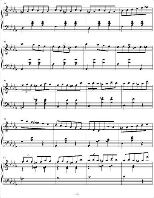 降D大调华丽圆舞曲-小狗圆舞曲-钢琴谱
