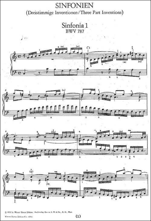 Sinfonia 1 BWV-787-钢琴谱