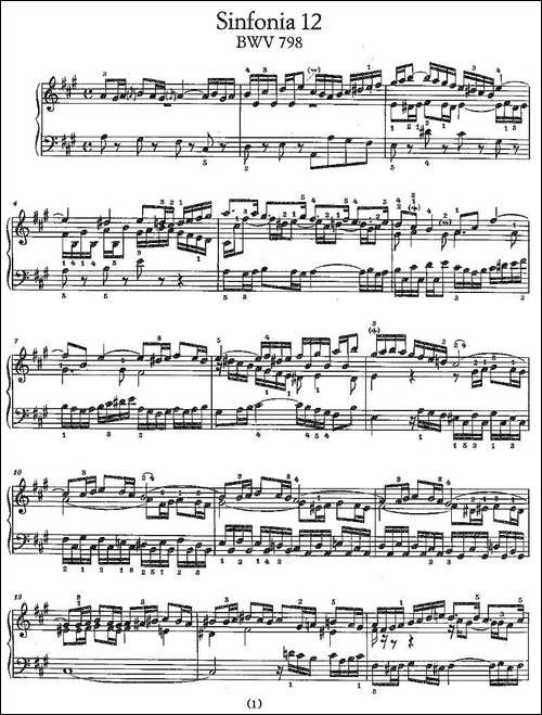 Sinfonia 12 BWV-798-钢琴谱