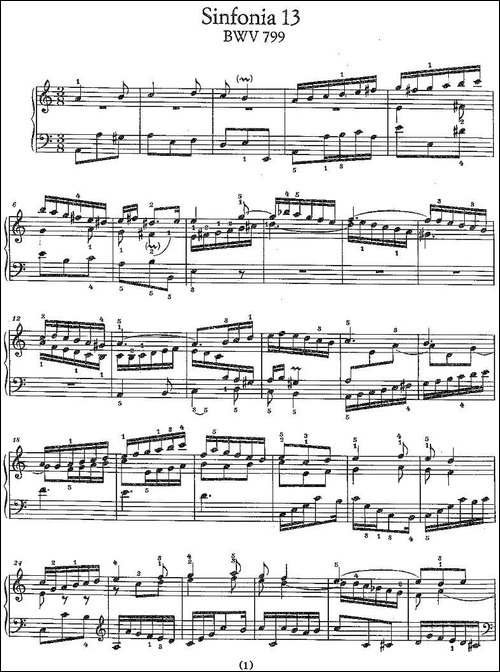 Sinfonia 13 BWV-799-钢琴谱