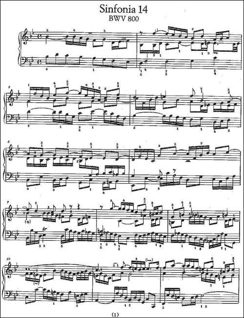 Sinfonia 14 BWV-800-钢琴谱