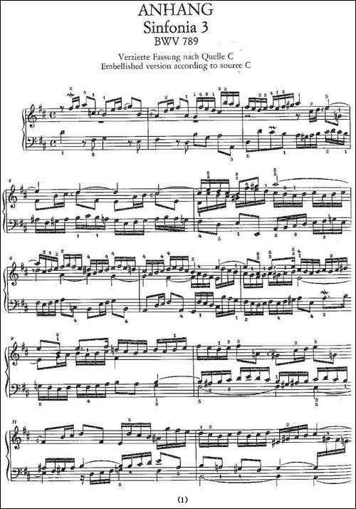 Sinfonia 3 BWV-789-钢琴谱