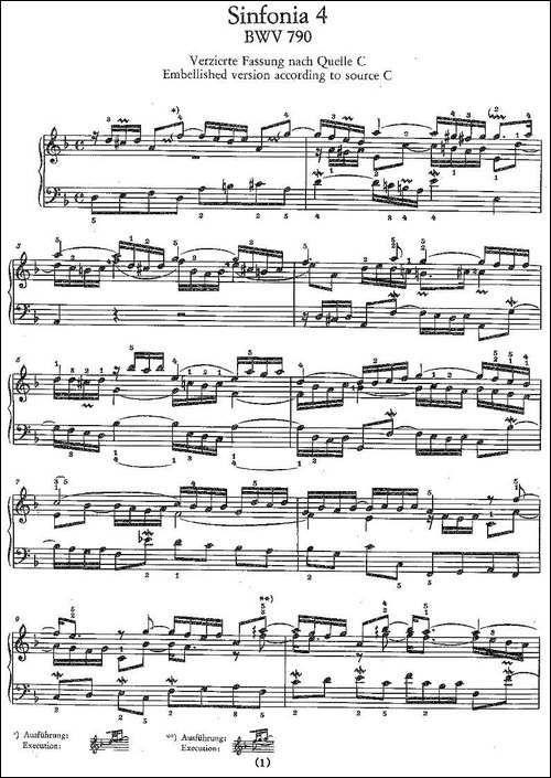 Sinfonia 4 BWV-790-钢琴谱