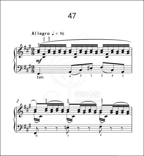 练习曲 47-克拉莫钢琴练习曲60首-钢琴谱