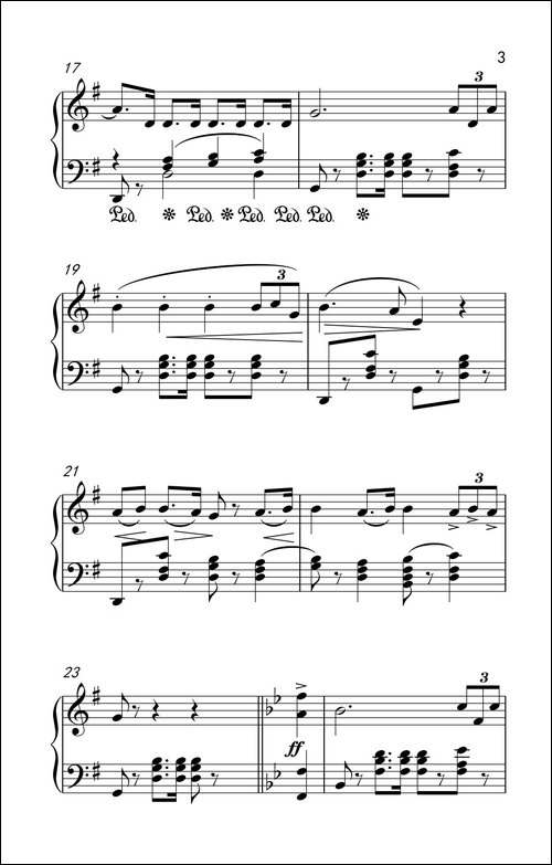 大进行曲-老年大学 钢琴教程 3-钢琴谱