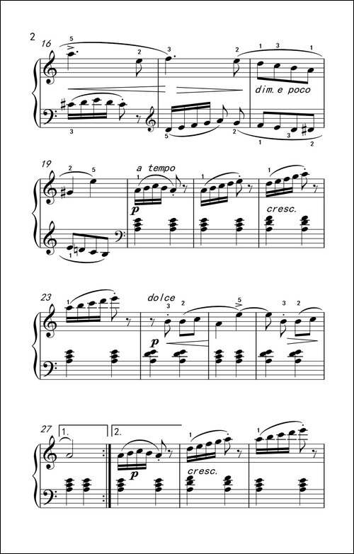 阿拉伯风格曲-老年大学 钢琴教程 2-钢琴谱
