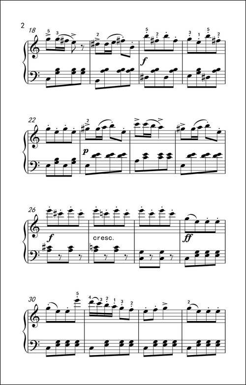 土耳其进行曲-老年大学 钢琴教程 2-钢琴谱