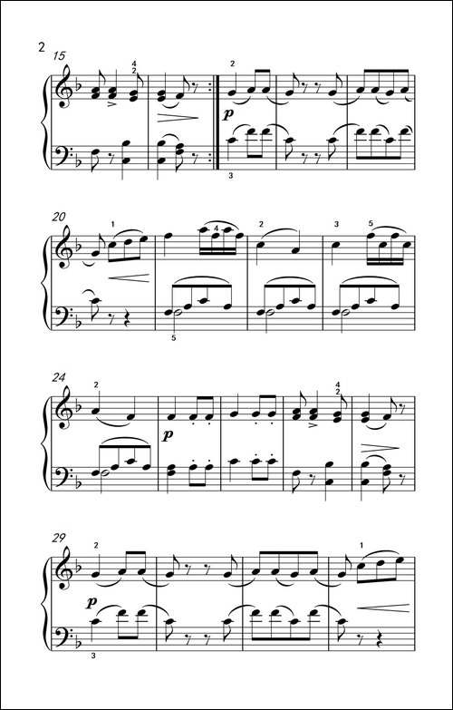 第一级 1.F大调小奏鸣曲-中央音乐学院 钢琴-业余考级教程 1-3级-钢琴谱