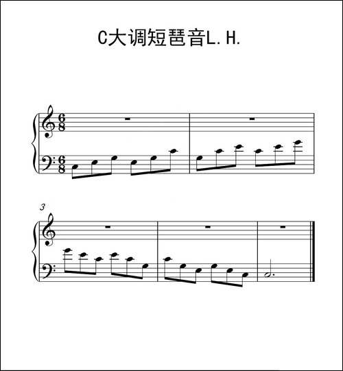 第一级 C大调短琶音L.H.-中国音乐学院钢琴考级作品1~6级-钢琴谱