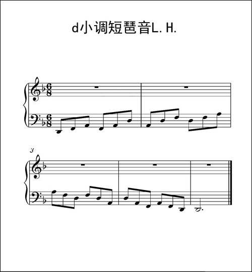 第一级 d小调短琶音L.H.-中国音乐学院钢琴考级作品1~6级-钢琴谱