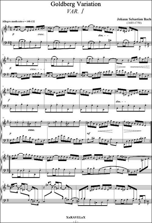 Goldberg Variation-哥德堡变奏曲-Var.1-钢琴谱