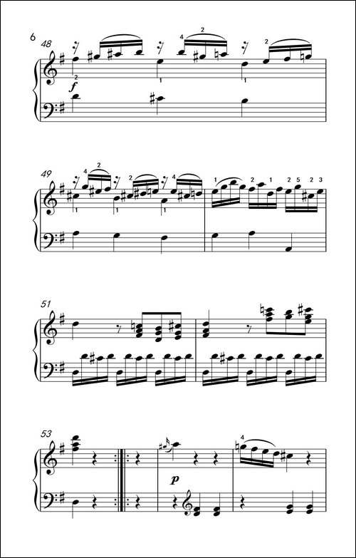 第六级 2.G大调奏鸣曲 莫扎特-中央音乐学院 钢琴-业余考级教程 4-6级-钢琴谱