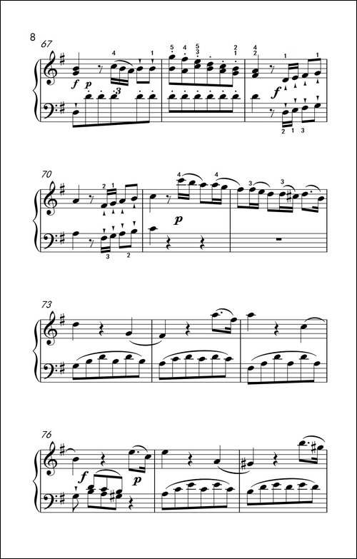 第六级 2.G大调奏鸣曲 莫扎特-中央音乐学院 钢琴-业余考级教程 4-6级-钢琴谱