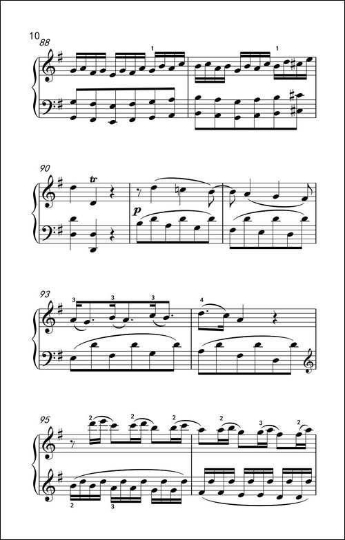 第六级 2.G大调奏鸣曲 莫扎特-中央音乐学院 钢琴-业余考级教程 4-6级-钢琴谱