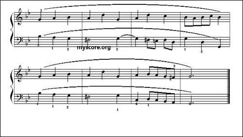 巴赫初级钢琴曲之二：小步舞曲-钢琴谱