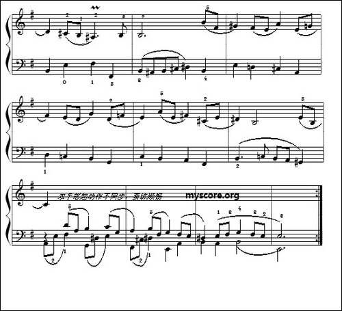 巴赫初级钢琴曲之十二：布列舞曲-钢琴谱