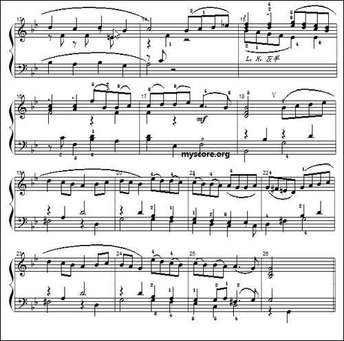 巴赫初级钢琴曲之二十三：加伏特舞曲-钢琴谱