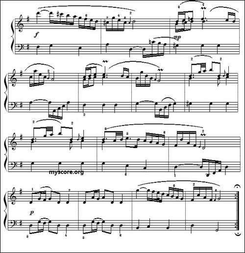 巴赫初级钢琴曲之二十四：波罗涅兹舞曲-钢琴谱