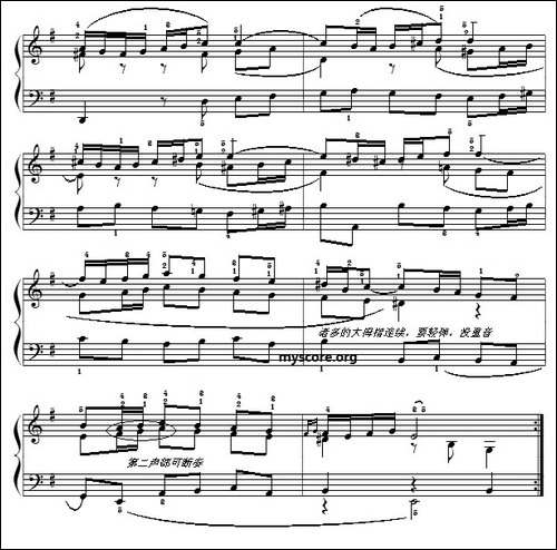 巴赫初级钢琴曲之二十七：萨拉班德舞曲-钢琴谱