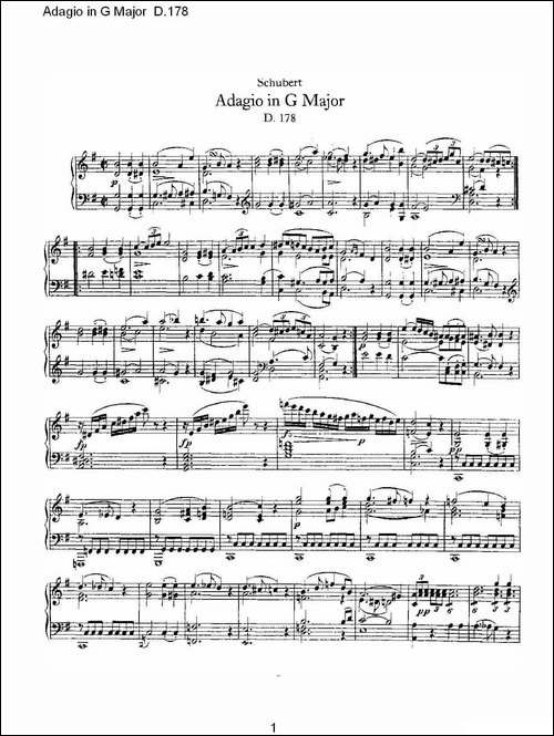 Adagio in G Major D.178O-G大调柔板D.178-钢琴谱