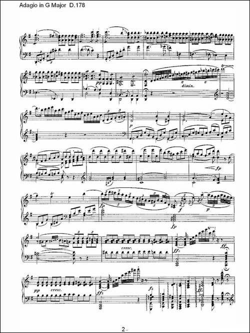 Adagio in G Major D.178O-G大调柔板D.178-钢琴谱