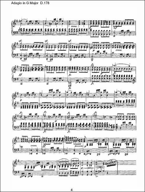 Adagio in G Major D.178O-G大调柔板D.178-钢琴谱