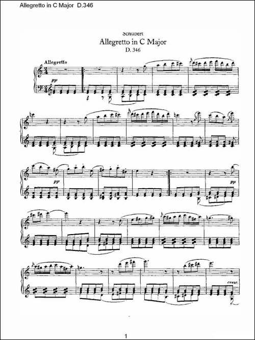 Allegretto in C Major D.346-C大调快板D.346-钢琴谱