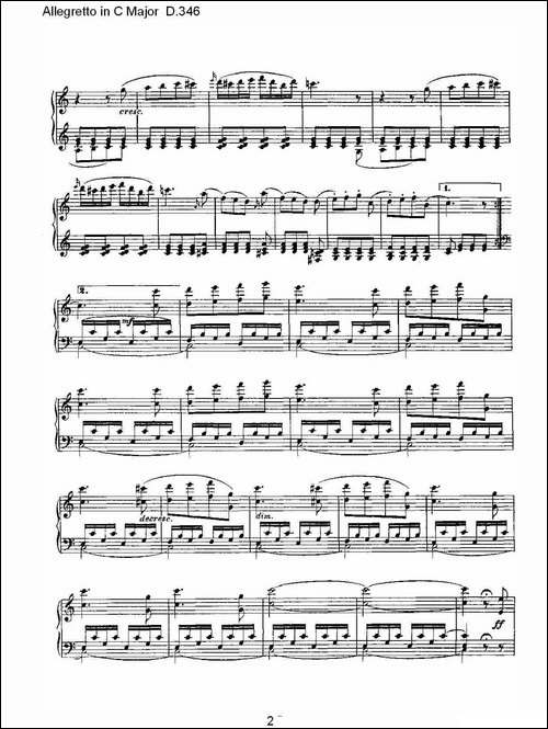 Allegretto in C Major D.346-C大调快板D.346-钢琴谱