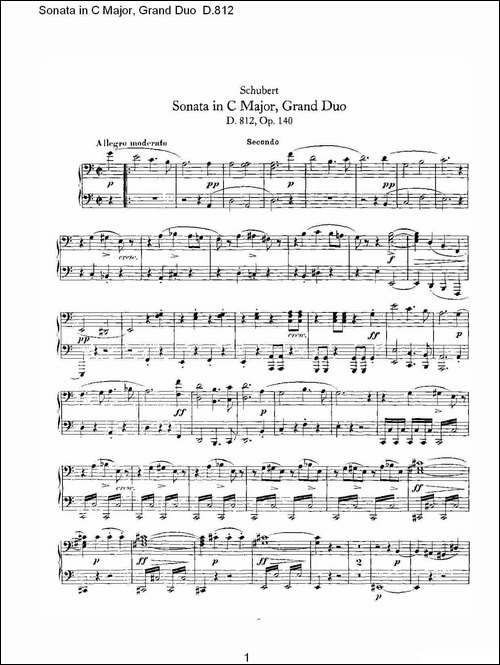 Sonata in C Major, Grand Duo D.812-Ｃ大调奏鸣曲，盛大的二重奏 -钢琴谱