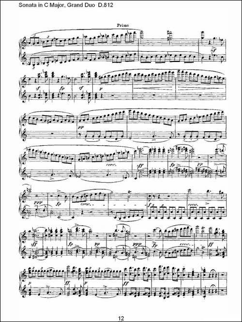 Sonata in C Major, Grand Duo D.812-Ｃ大调奏鸣曲，盛大的二重奏 -钢琴谱