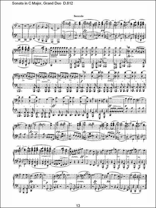 Sonata in C Major, Grand Duo D.812-Ｃ大调奏鸣曲，盛大的二重奏 -钢琴谱