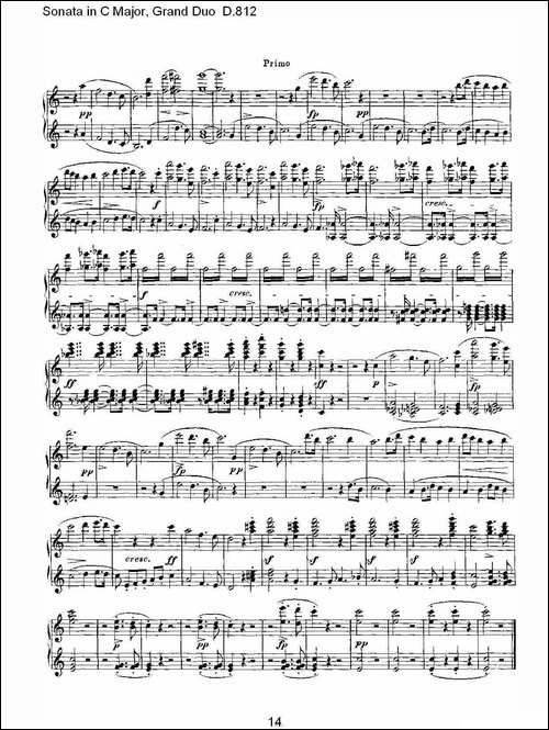 Sonata in C Major, Grand Duo D.812-Ｃ大调奏鸣曲，盛大的二重奏 -钢琴谱
