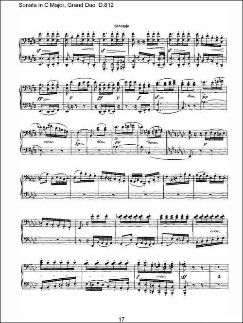Sonata in C Major, Grand Duo D.812-Ｃ大调奏鸣曲，盛大的二重奏 -钢琴谱