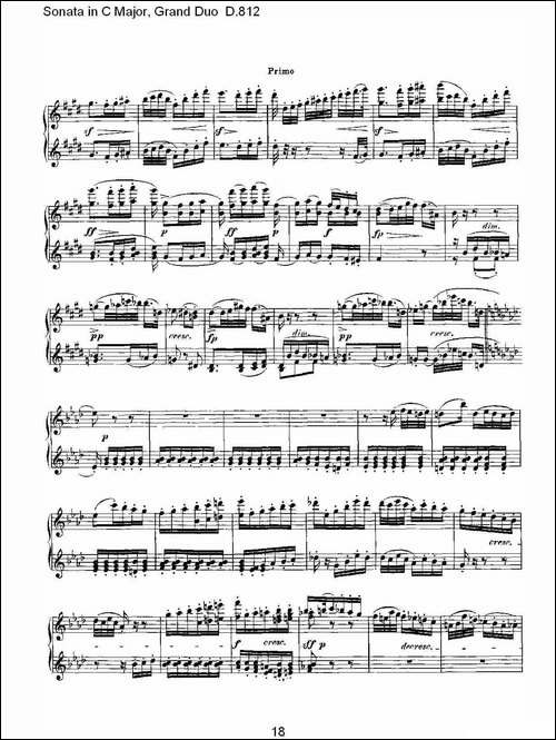 Sonata in C Major, Grand Duo D.812-Ｃ大调奏鸣曲，盛大的二重奏 -钢琴谱