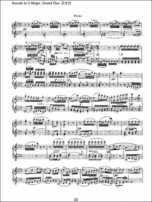 Sonata in C Major, Grand Duo D.812-Ｃ大调奏鸣曲，盛大的二重奏 -钢琴谱